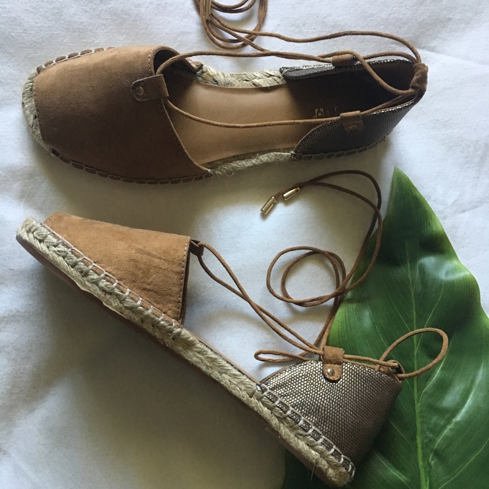 Espadrilles lace up flats